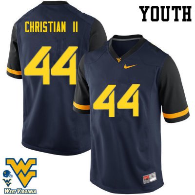 Youth West Virginia Mountaineers NCAA #44 Hodari Christian II Navy Authentic Nike Stitched College Football Jersey XG15F48EQ